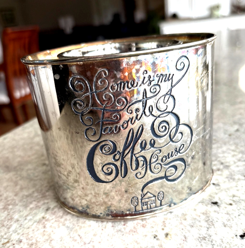 VTG Neiman Marcus Silverplate Coffee Canister Home Is My Favorite Coffee House